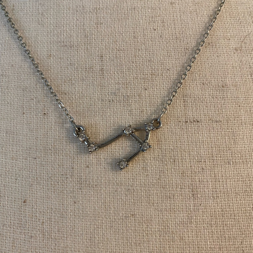 925 sterling silver Zodiac sign Libra constellation necklace~